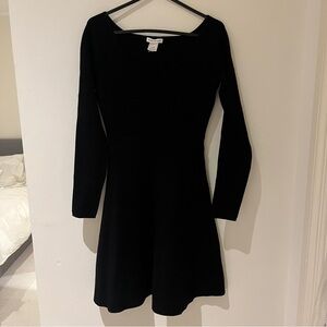 Club Monaco black fit and flare knit dress